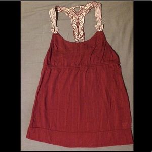 Decree medium tank top tie back burgundy cotton